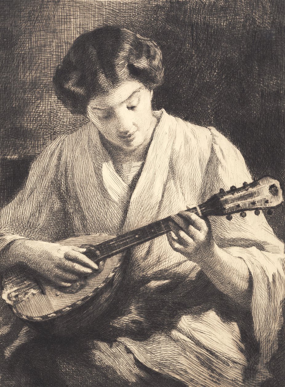 Mandolína hrající dáma od Frans Schwartz