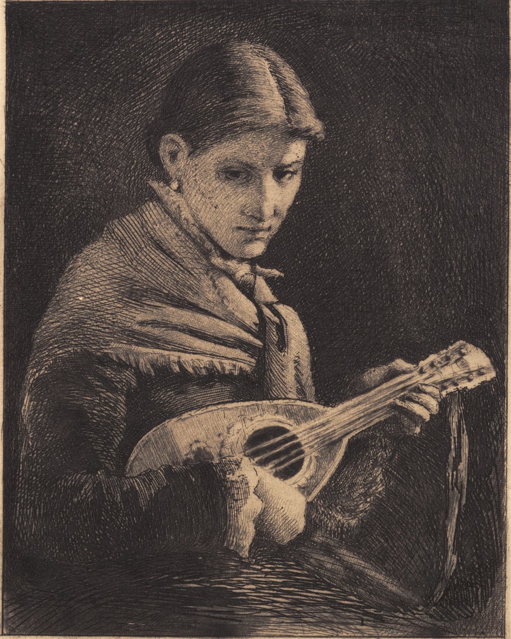 Mladá dívka s mandolínou od Frans Schwartz