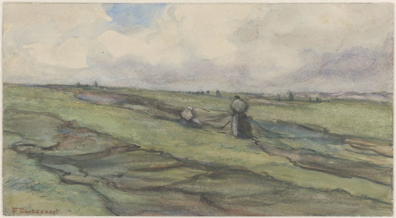 Rybářky opravující rybářské sítě od Frans Alexander Evert Lodewijk Smissaert
