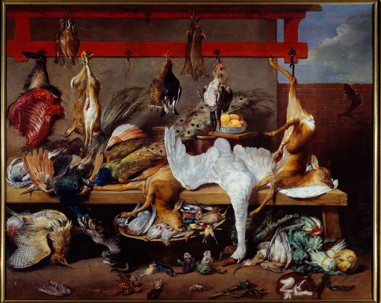 Kuchyňský stůl se zvěřinou, rybami a luštěninami Obraz Franse Snyderse (1579-1657) 1630 Rozm. 2,73 x 3,40 m Lyon, Musee des Beaux Arts od Frans Snyders