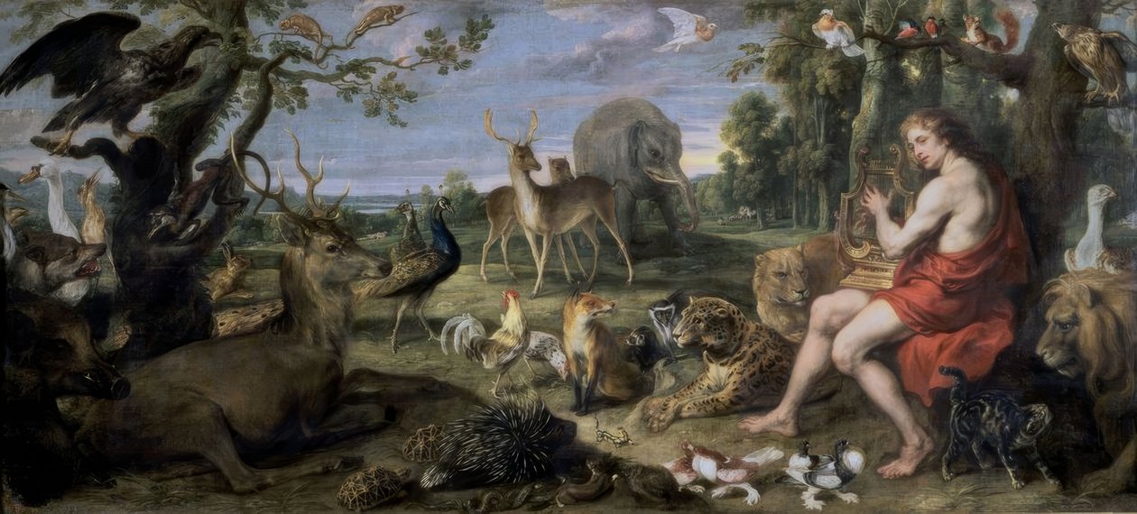 ORFEUS A ZVÍŘATA - 17. STOLETÍ - OLEJ / PLÁTNO - 195 × 432 cm - NP 1844 - FLAMENCO BAROKO od Frans Snyders or Snijders