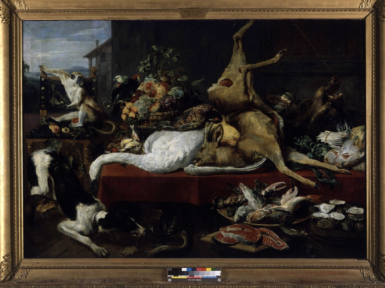 Zátiší se zvěří, rybami, ovocem a zeleninou (olej na plátně) od Frans Snyders