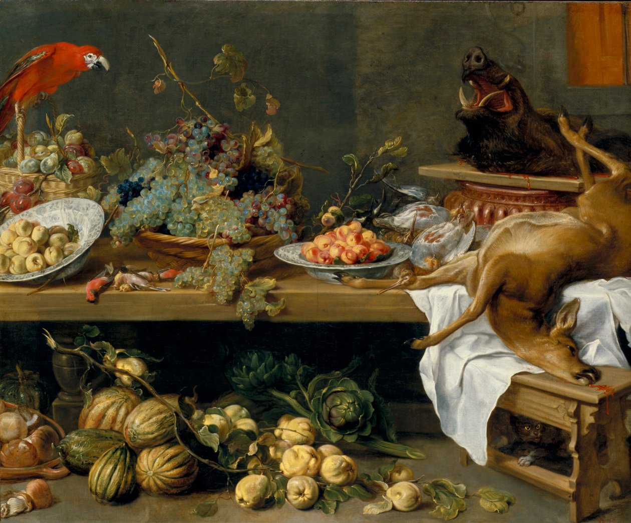 Zátiší s ovocem, zeleninou a mrtvou zvěří od Frans Snyders