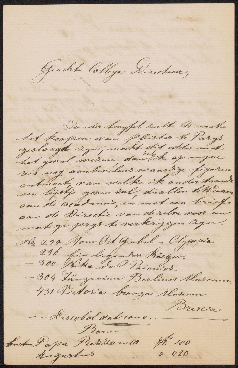 Dopis Augustu Allebému od Frans Stracké