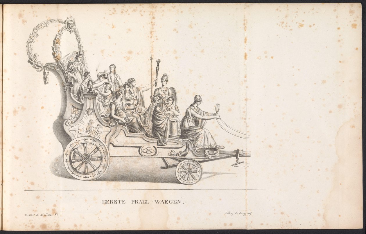 První plavba v průvodu pro Saint Rumbold, 1825 První Prael-waegen (název na objektu) od Frans Vervloet