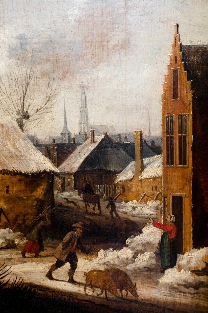 Vesnice pod sněhem, detail od Frans de Momper