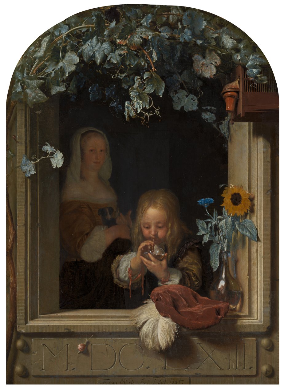 Chlapec vyfukující bubliny, 1663 od Frans van Mieris