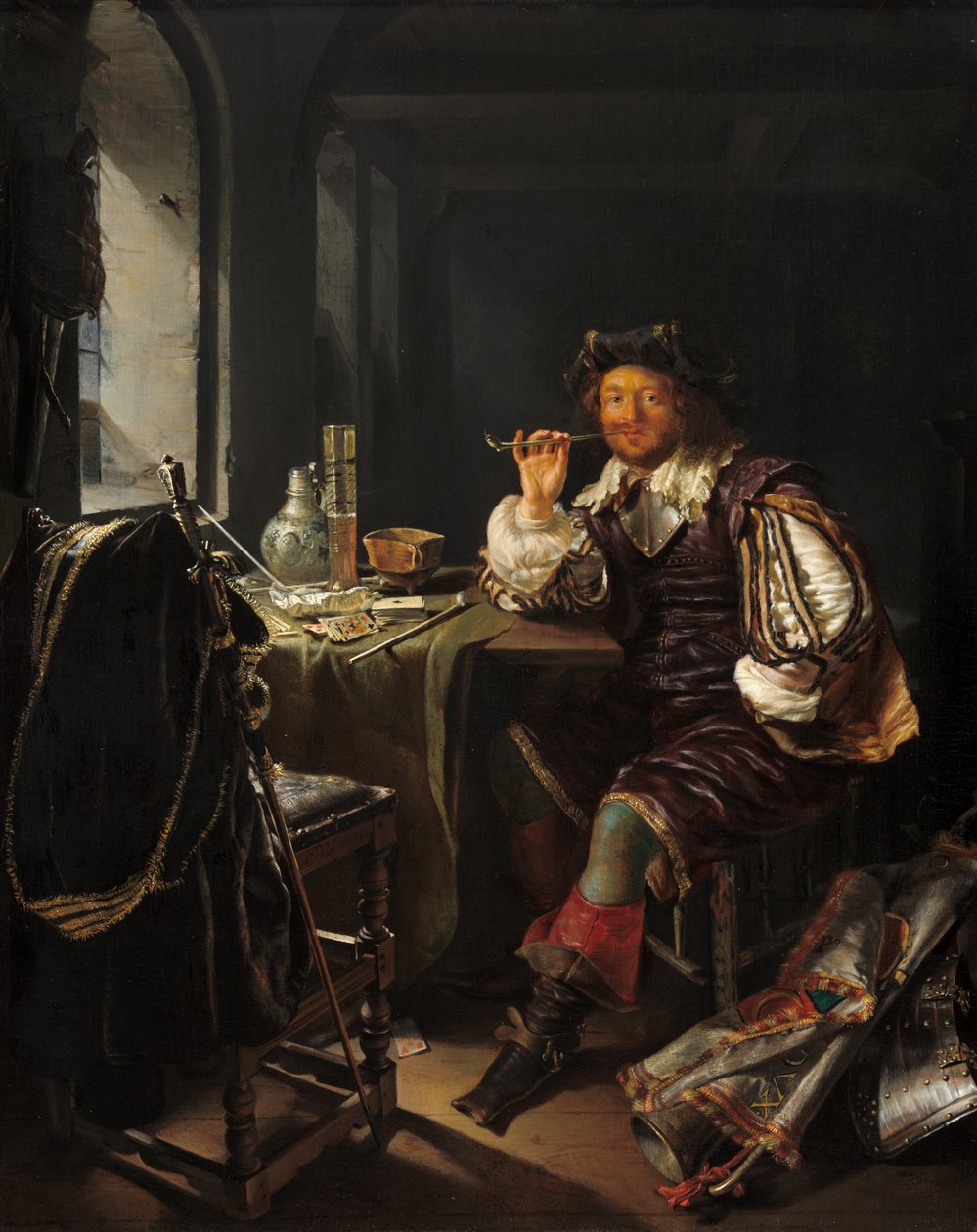 Voják kouří dýmku, c. 16571658. od Frans van Mieris