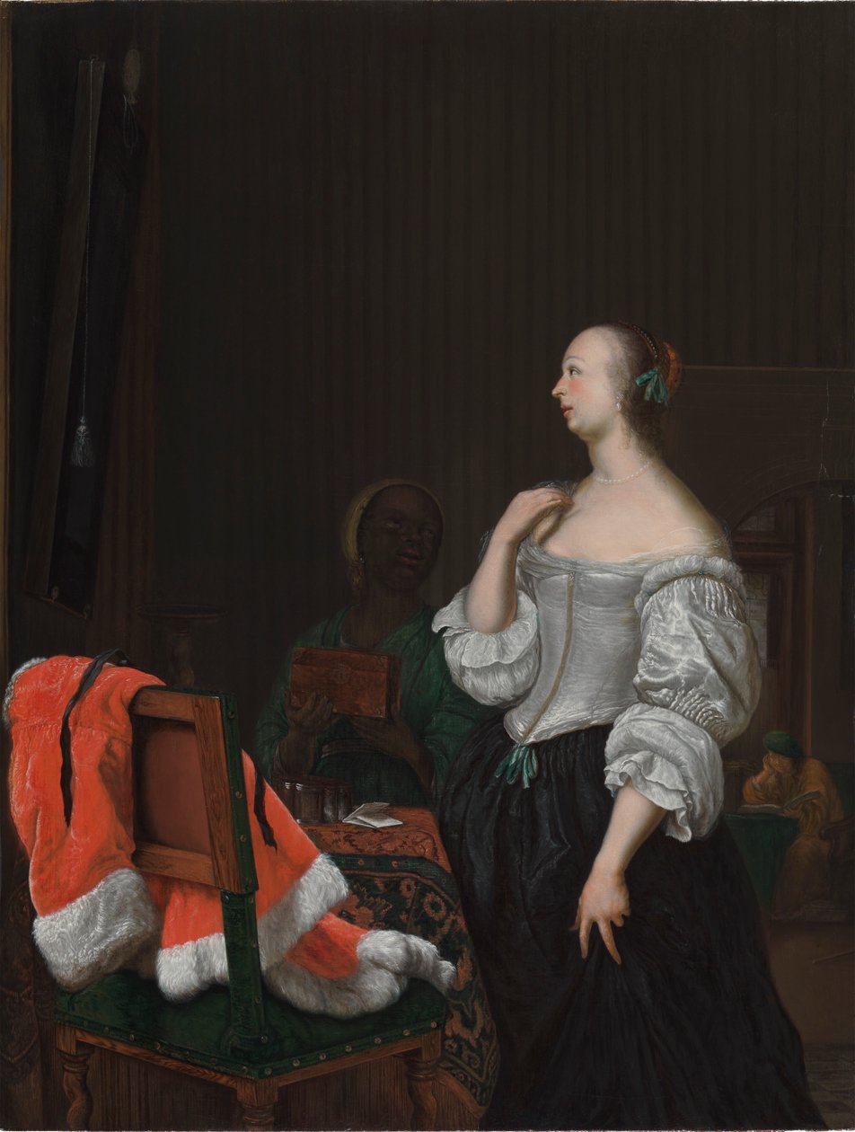 Žena stojící před zrcadlem od Frans van Mieris the Elder