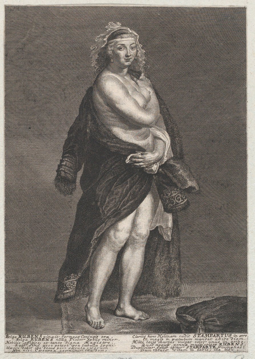 Portrét Heleny Fourmentové, Rubensovy druhé manželky, v kožichu přes ramena, 1728., 1728 od Frans van Stampart