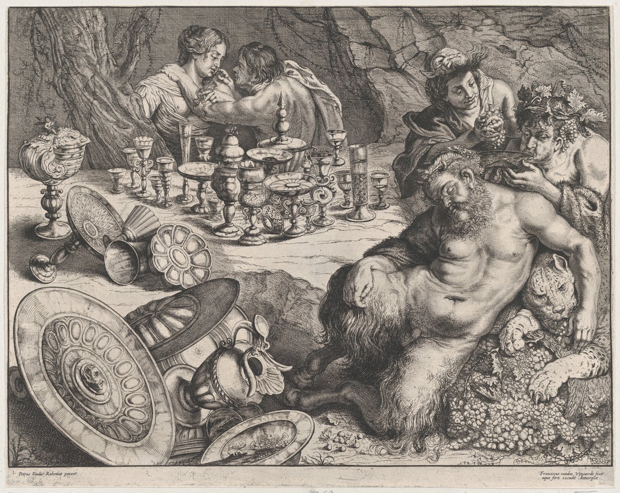 Bakchus a opilý Silenus, 1640-60. od Frans van den Wyngaerde