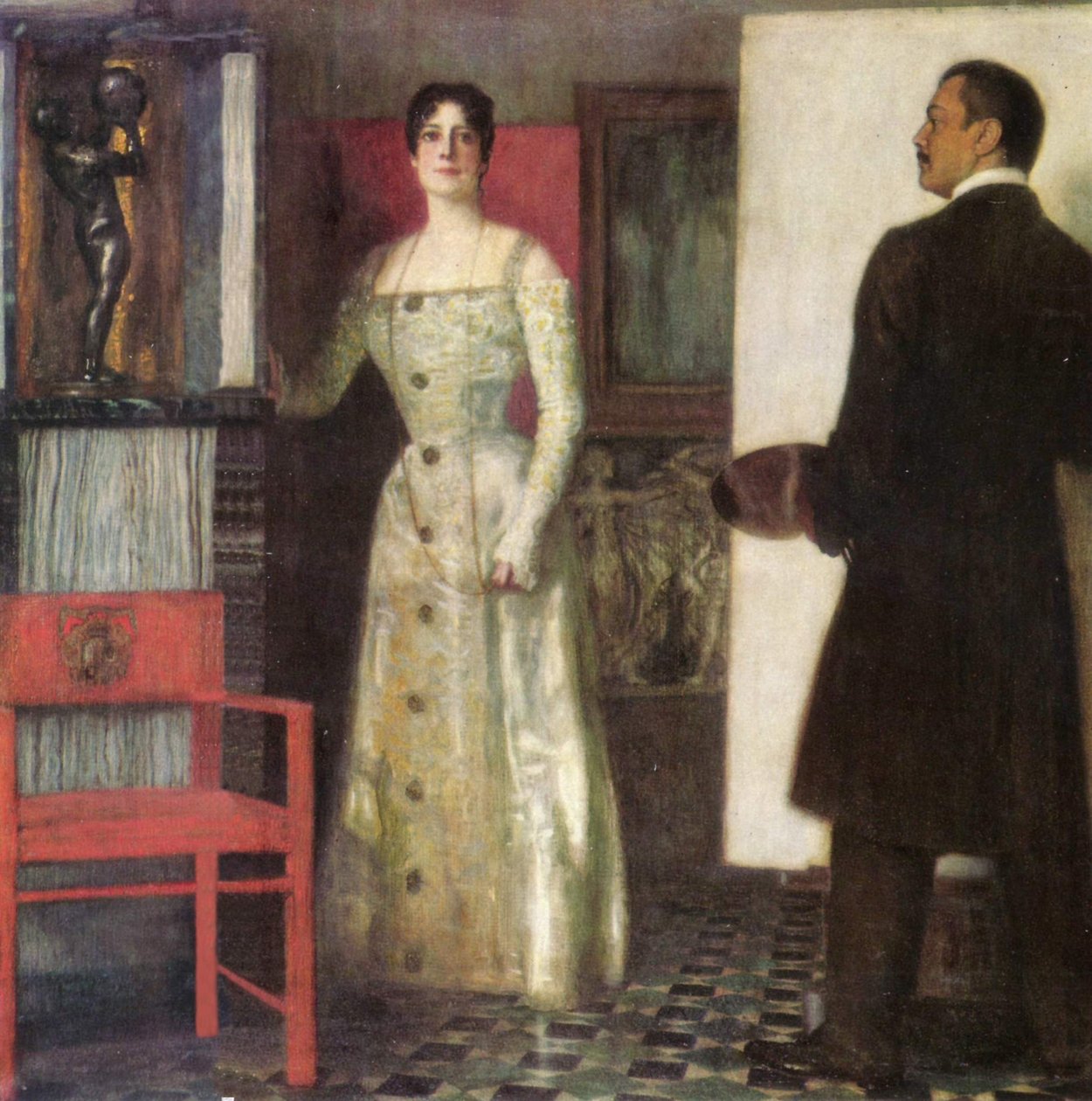 Autoportrét malíře a jeho manželky v ateliéru od Franz von Stuck