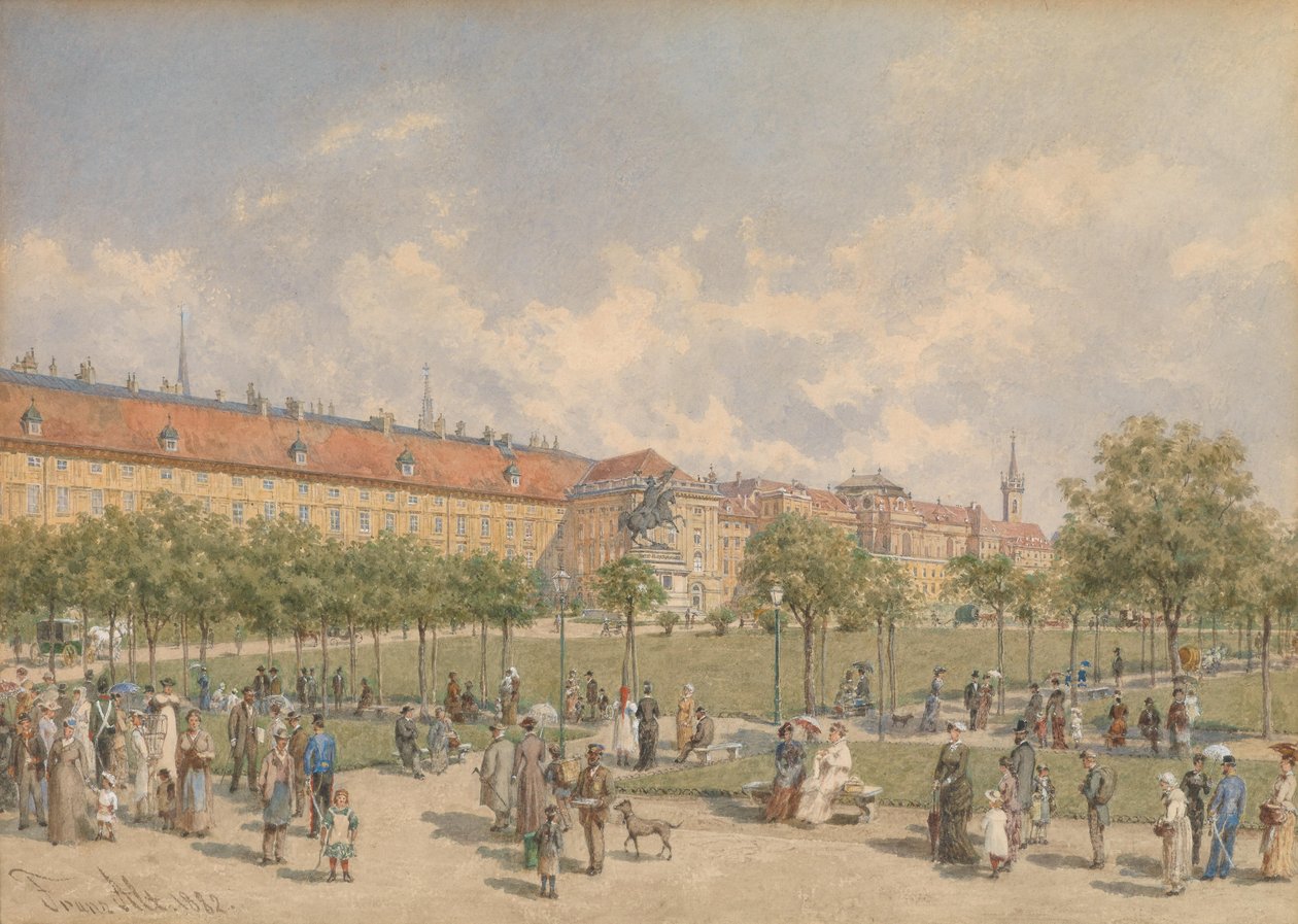 Heldenplatz ve Vídni s výhledem na leopoldinské křídlo Hofburgu od Franz Alt