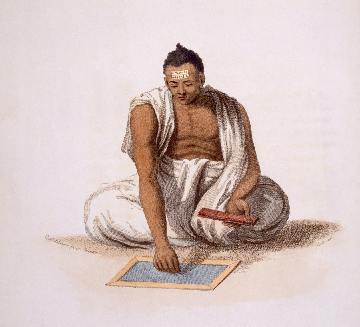 Dyback neboli astrolog z „Costumes of India“ od E. Orme, 1804 (barevný lept) od Franz Balthazar Solvyns
