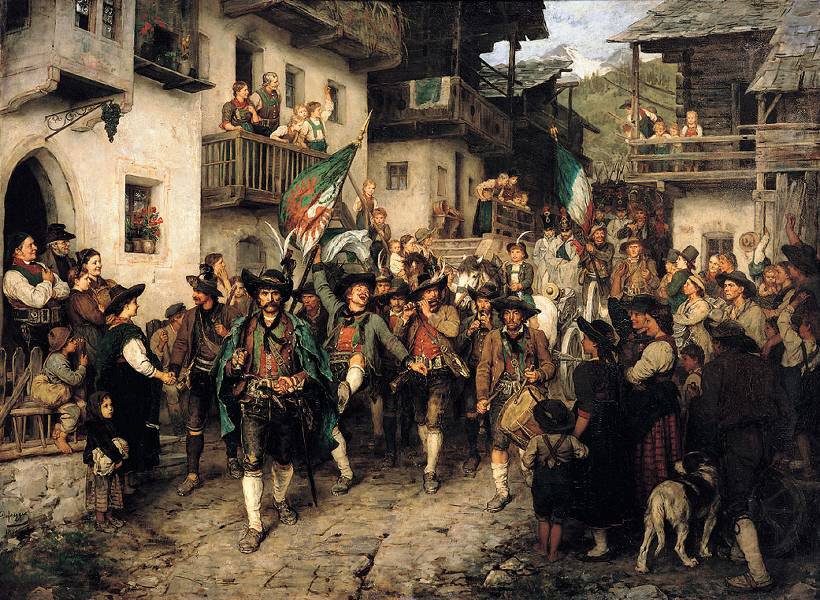 Vracející se Tiroler Landsturm ve válce roku 1809 od Franz Defregger