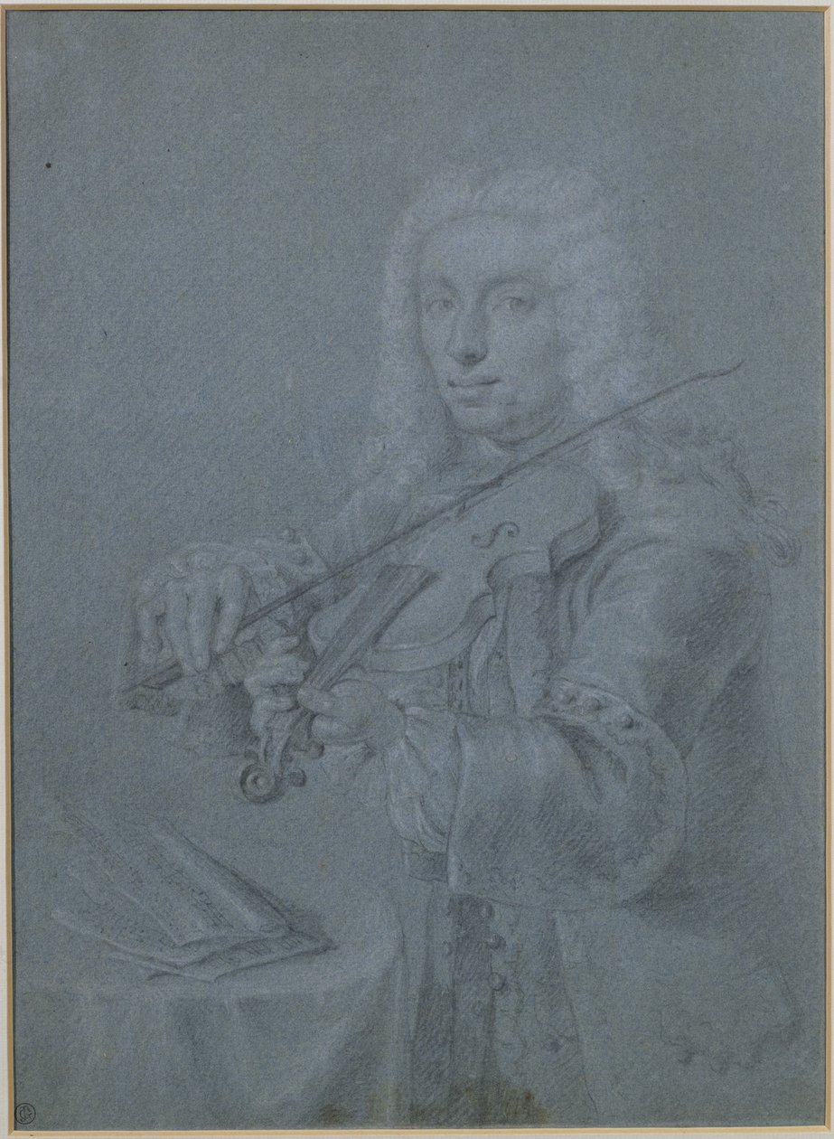 Portrét Francesca Veraciniho (1690-1768), italského houslisty (tužka a křída) od Franz Ferdinand Richter