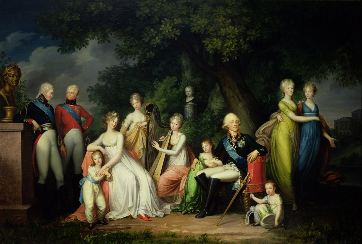 Pavel I. (1754-1801), Maria Fjodorovna (1759-1828) a jejich děti, kolem roku 1800 od Franz Gerhard von Kugelgen