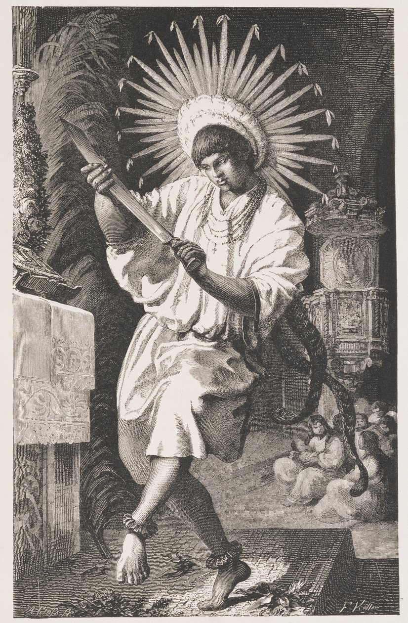 Indián Mojos, ze starověké mise na Trinidadu, z řek Amazonky a Madeiry, od Franze Kellera, rytý A. Closs, 1874 od Franz Keller