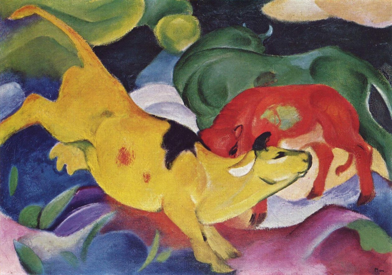 Krávy-červené, zelené, žluté od Franz Marc