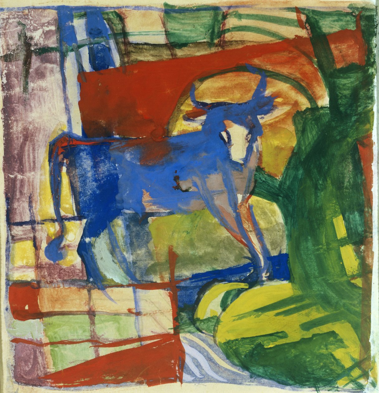 Modrá kráva, 1914 (tempera na papíře) od Franz Marc
