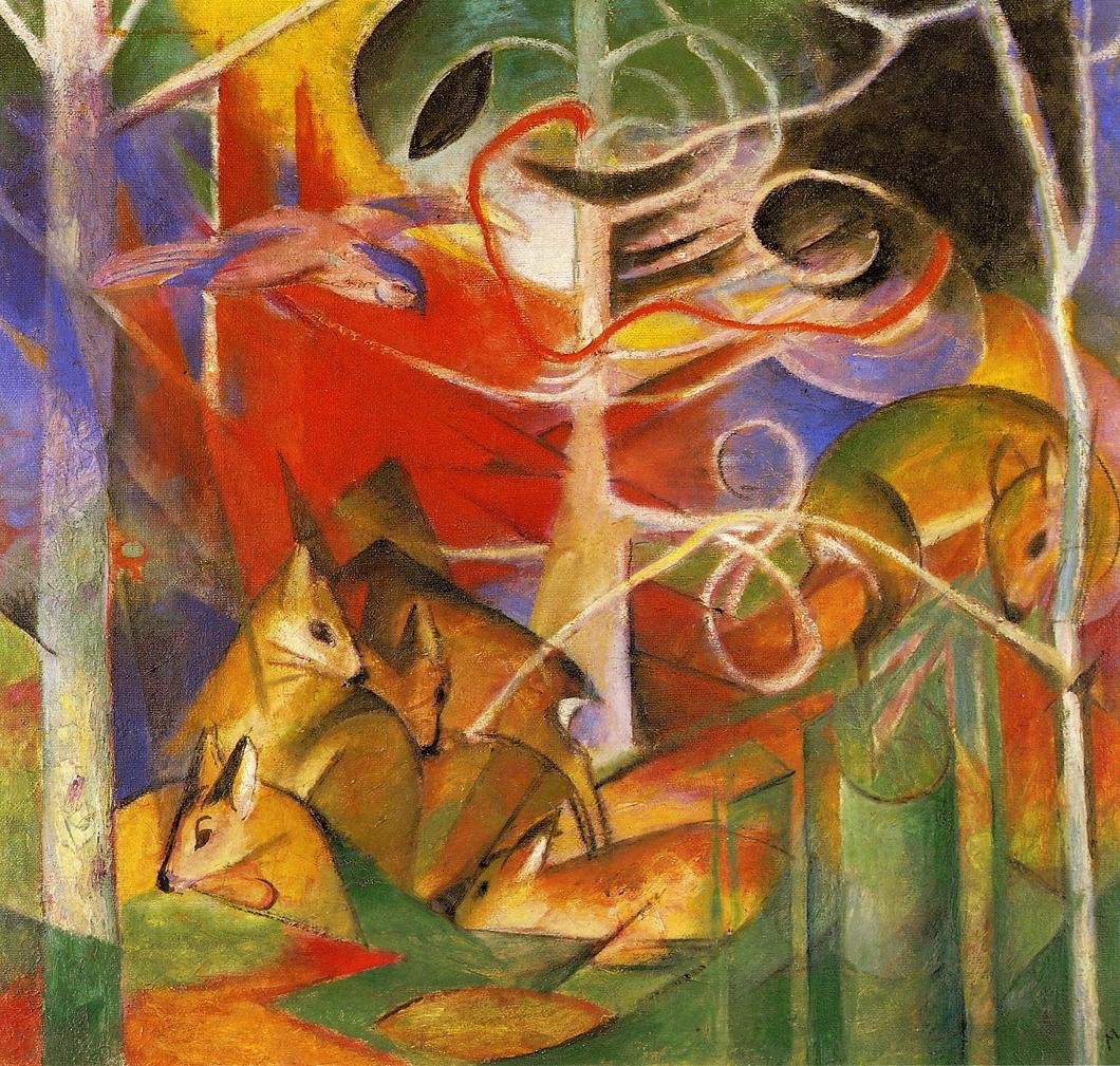 Jelen v lese od Franz Marc