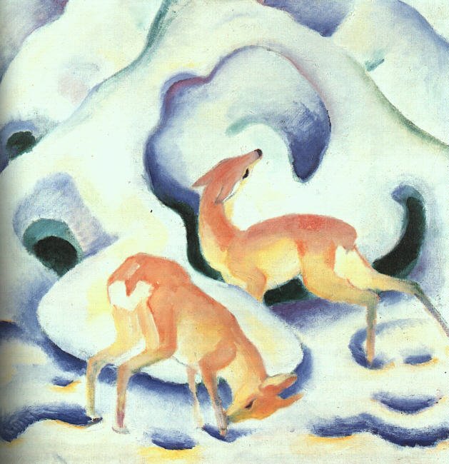 Jelen ve sněhu od Franz Marc