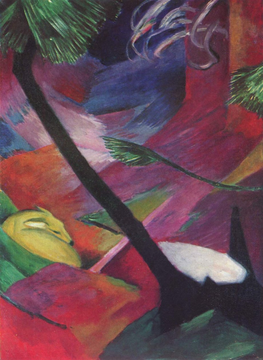 Jelen v lese od Franz Marc