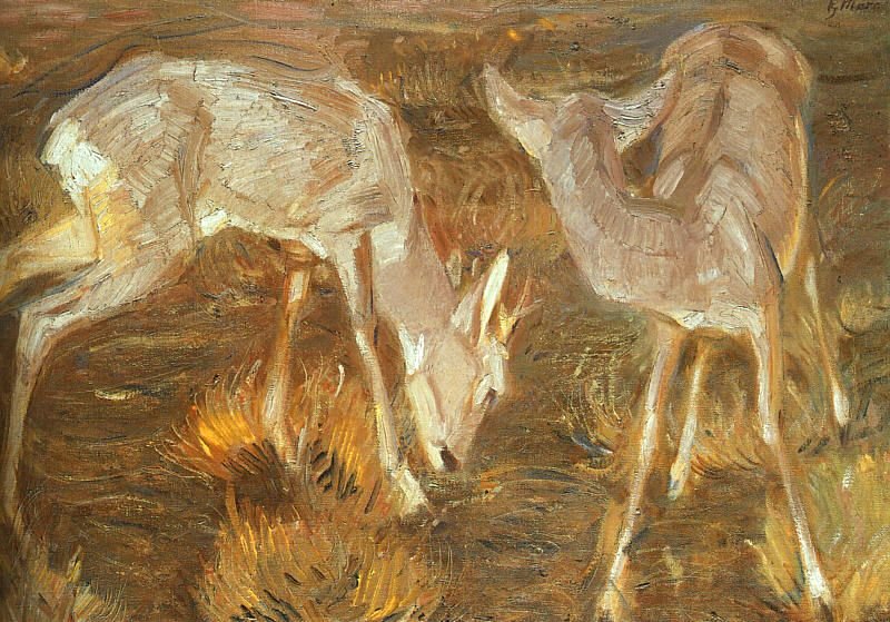 Jelen za soumraku od Franz Marc
