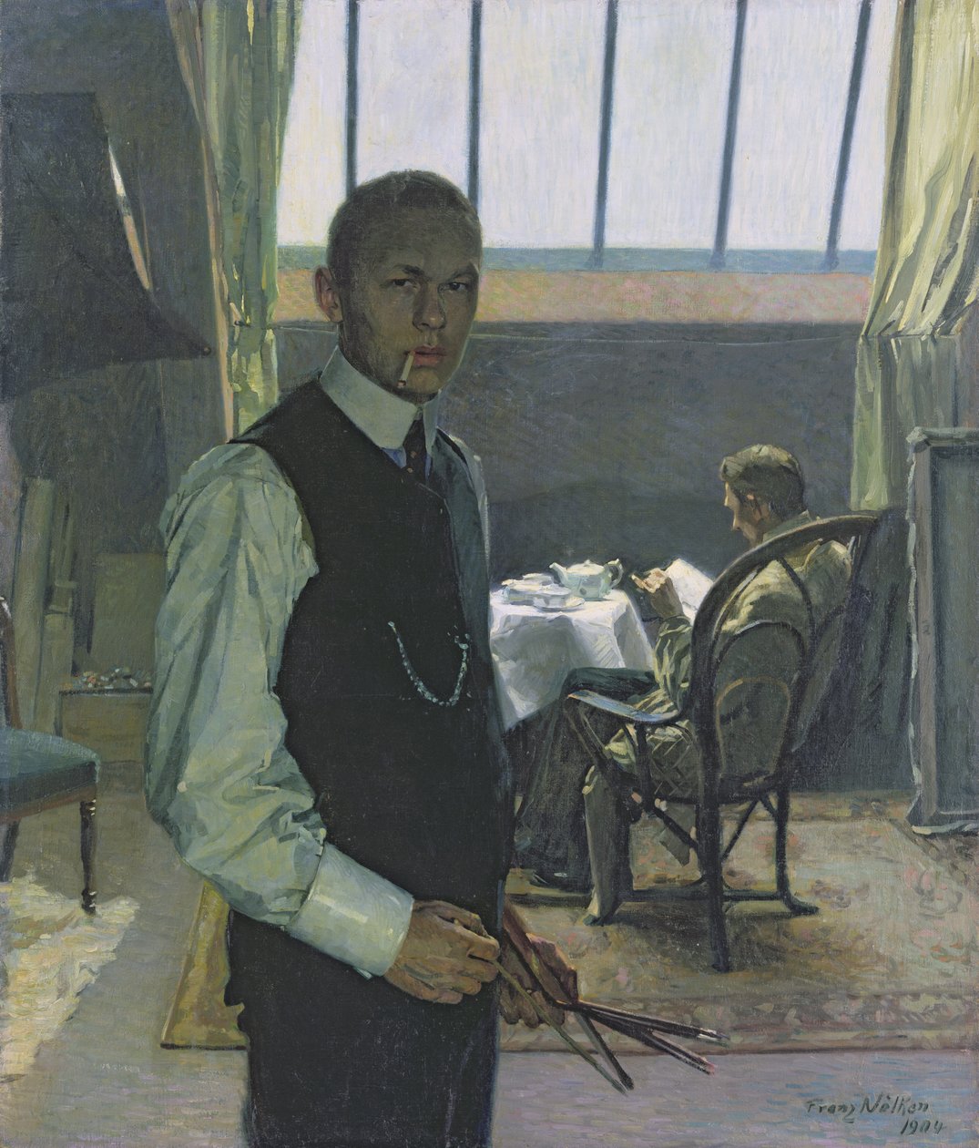 Autoportrét ve studiu, 1904 od Franz Nolken