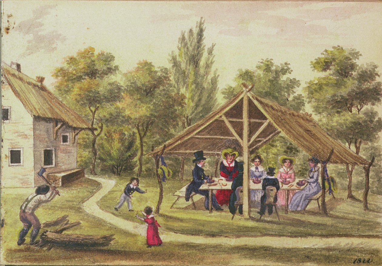 Odpolední čaj v hospodě z deníku Carla Baumanna napsaného 1813-25, 1822 od Franz Paumgarrten