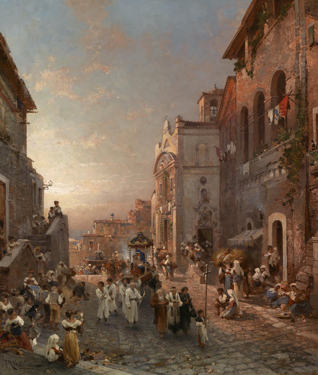 Průvod v nějakém městě Itálie od Franz Richard Unterberger