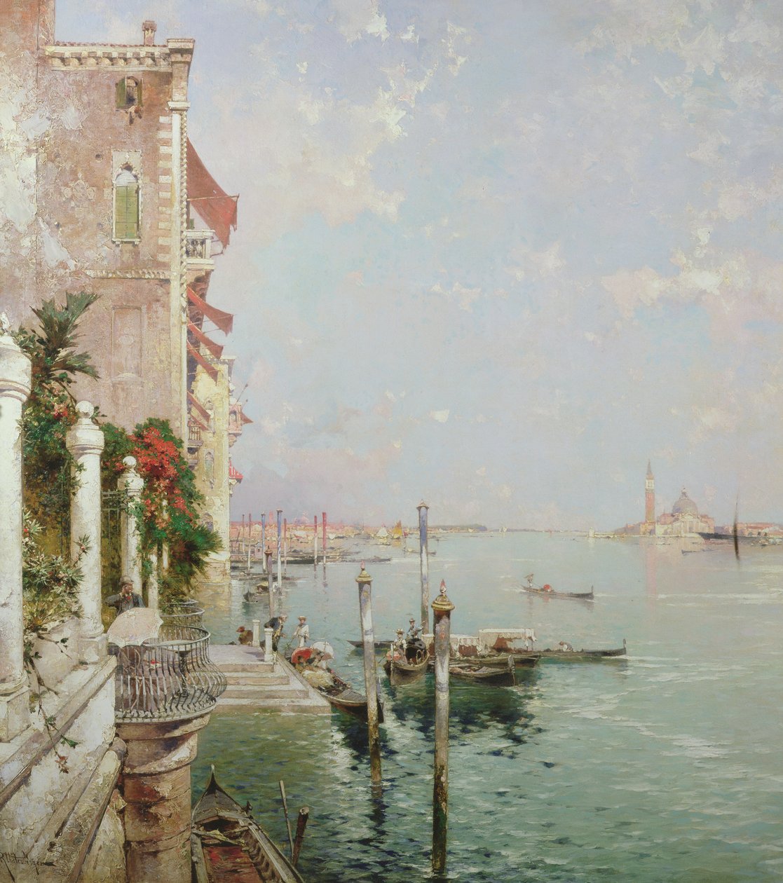 Benátky: Pohled z Zattere se San Giorgio Maggiore v dálce od Franz Richard Unterberger