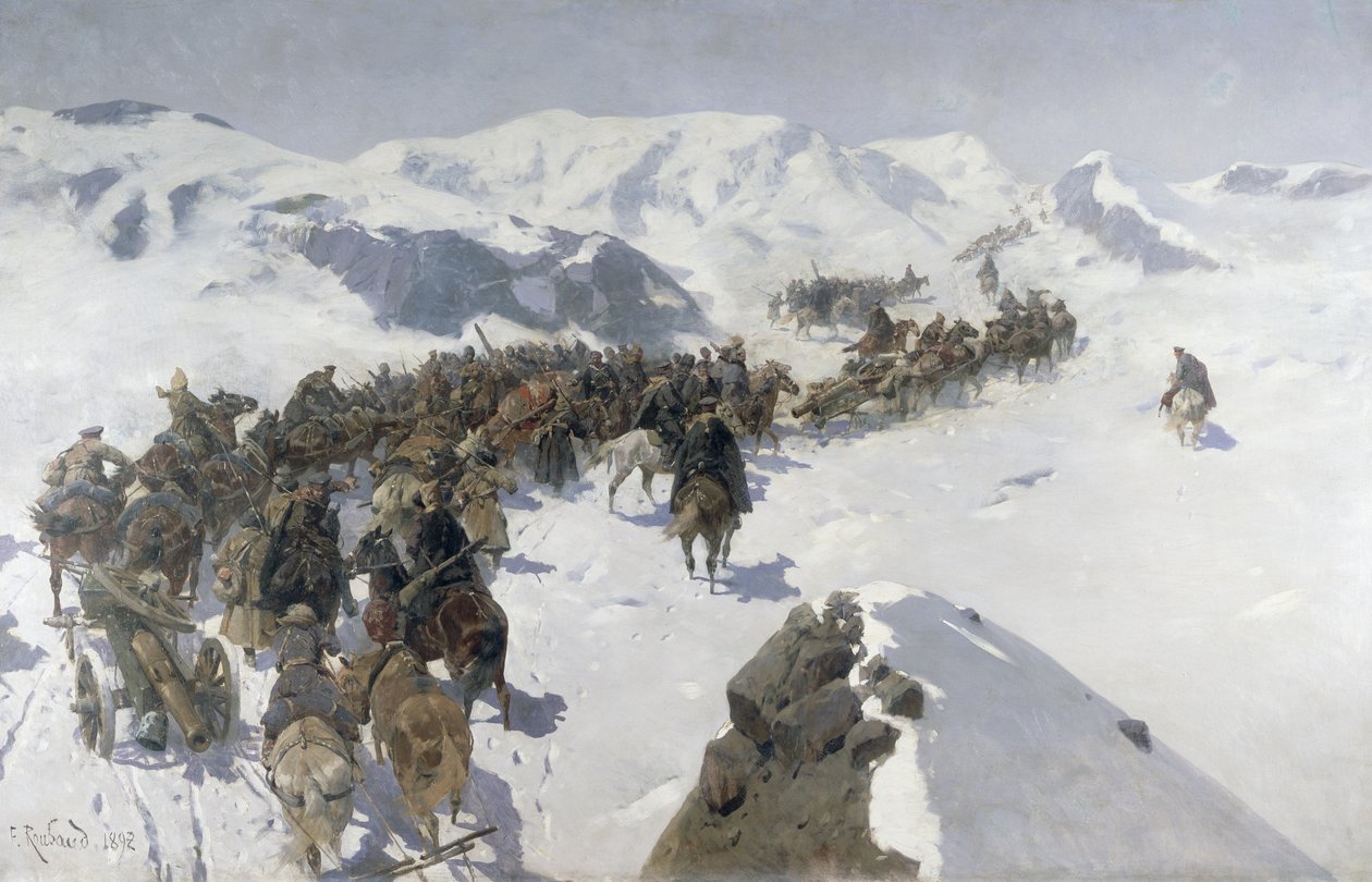 Hrabě Argutinsky překračující kavkazské pohoří, 1892 od Franz Roubaud
