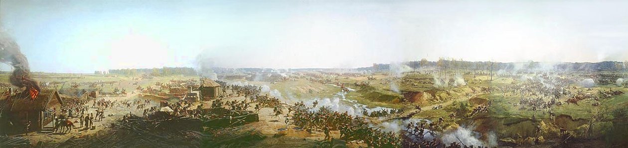 Panoráma bitvy v Moskvě v roce 1812 nebo bitva u Borodina. od Franz Roubaud