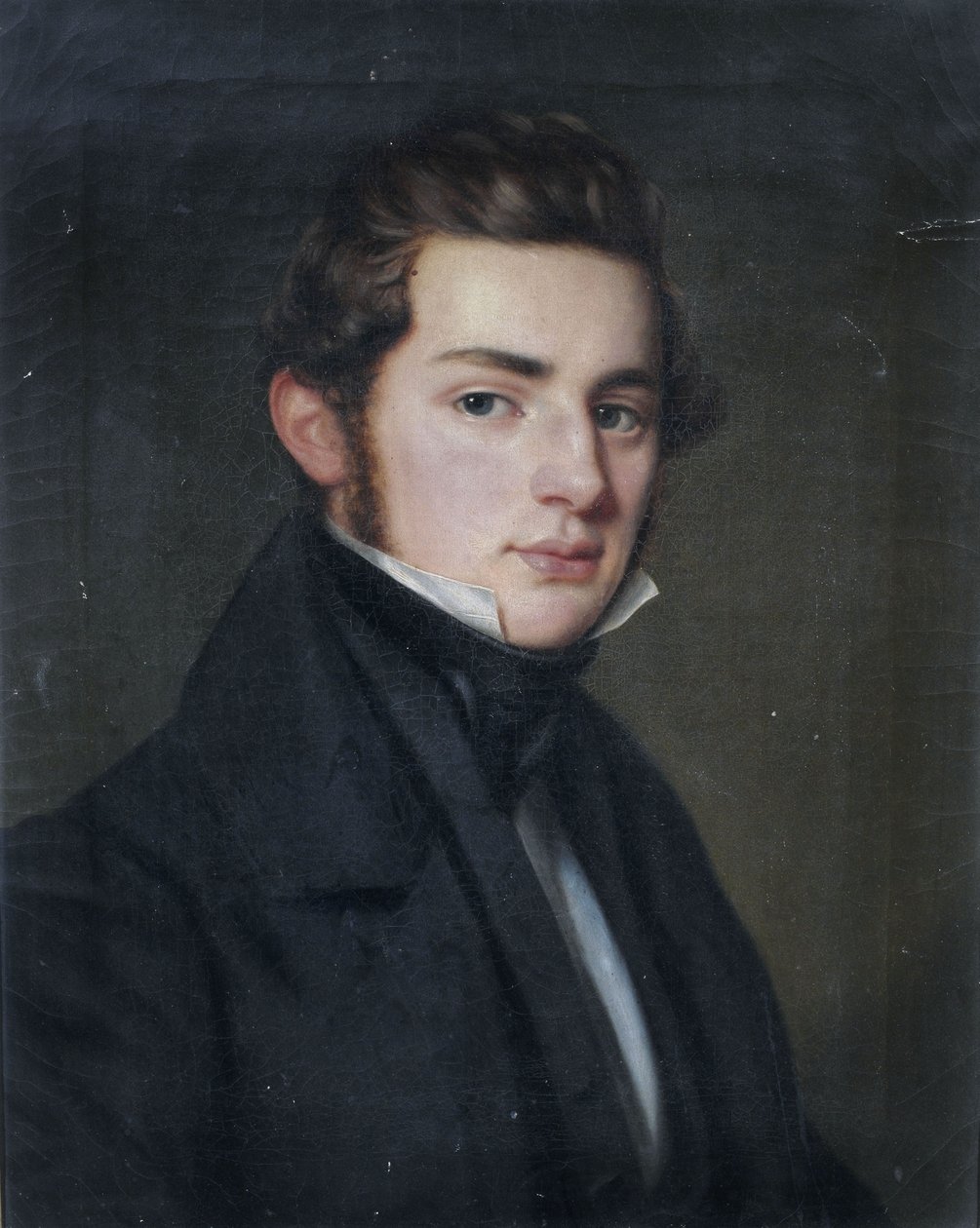 Portrét mladého gentlemana v černém kabátu v tříčtvrtečním pohledu vpravo. od Franz Seraph Stirnbrand