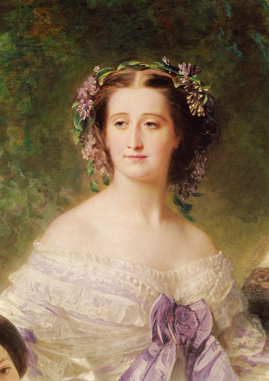 Císařovna Eugenie (1826-1920) a její dámy v čekání, detail císařovny, 1755 (detail 37015) od Franz Xaver Winterhalter