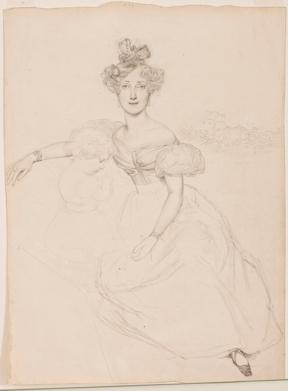 Velkokněžna Sophie Bádenská se svým synem, kolem roku 1831 (grafitová tužka na papíře) od Franz Xaver Winterhalter