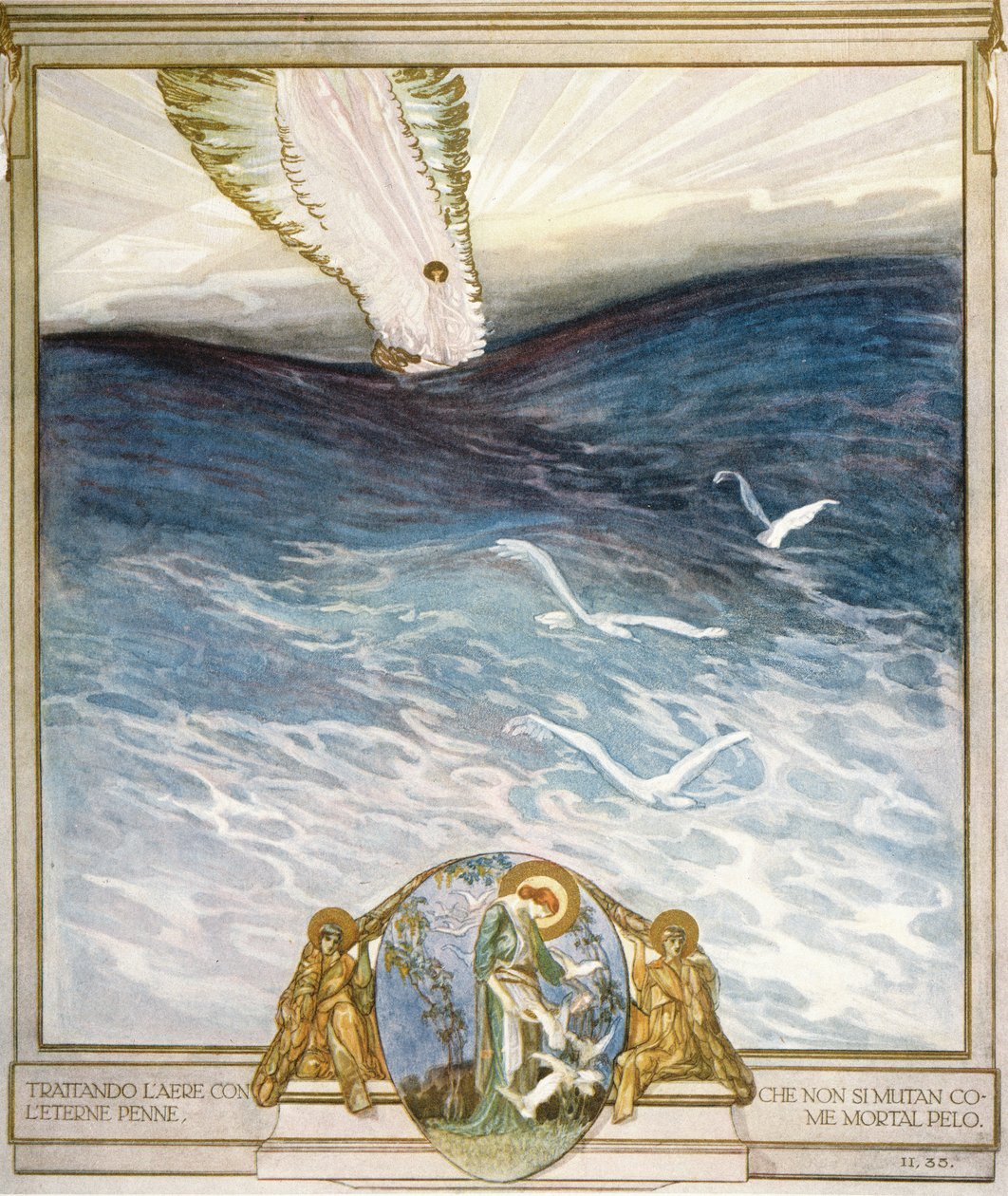 Ilustrace k Danteho Božské komedii, Očistec, Canto II: 35, 1921 od Franz von Bayros