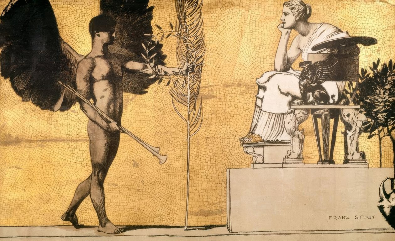 Alegorie malby s géniem slávy od Franz von Stuck