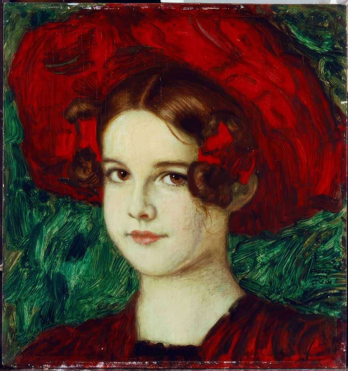 Franz v. Stuck, Mary s červeným kloboukem / obraz, kolem roku 1902 od Franz von Stuck