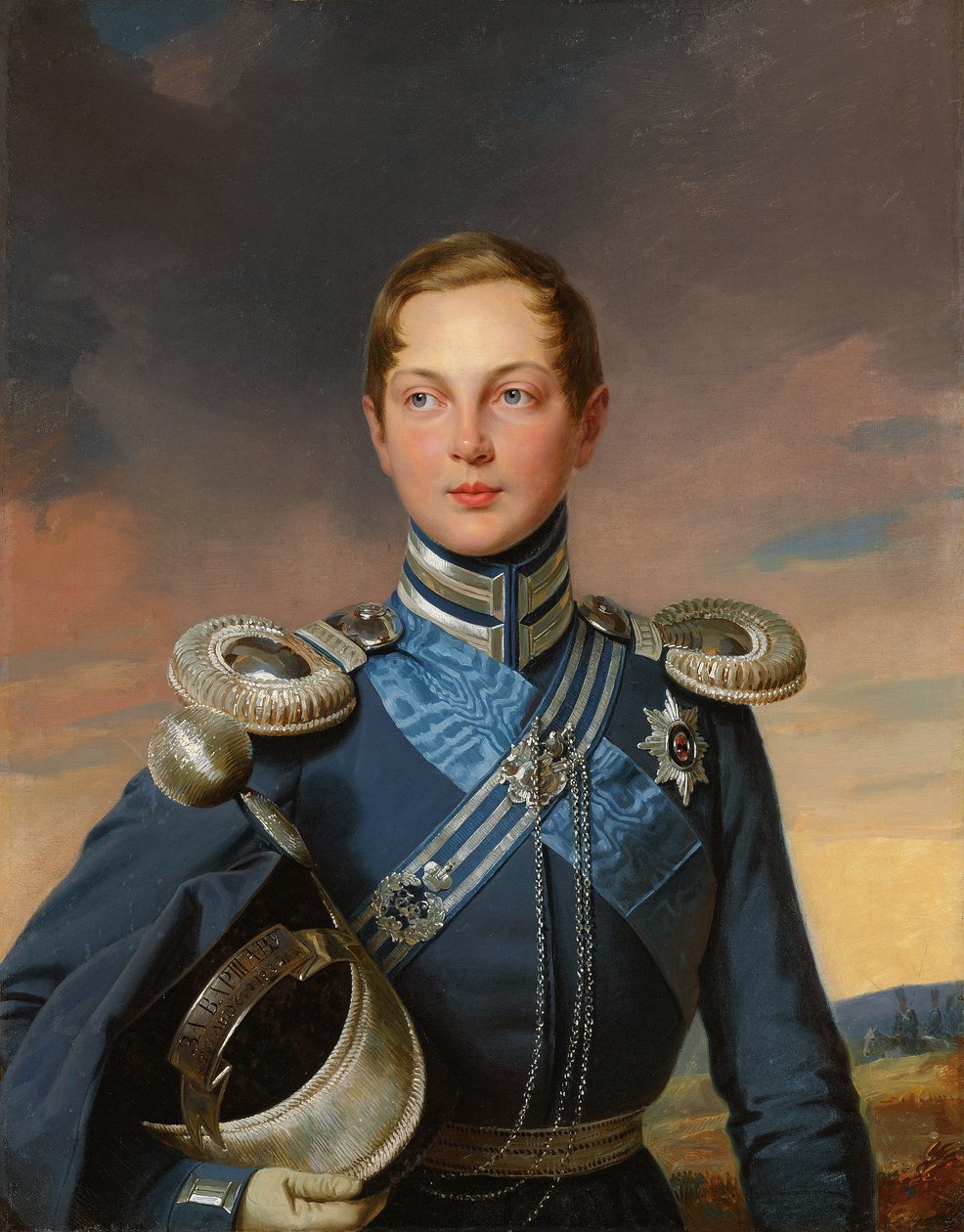 Portrét careviče Alexandra Nikolajeviče v uniformě Atamanského kozáckého pluku (olej na plátně) od Franz (after) Krüger