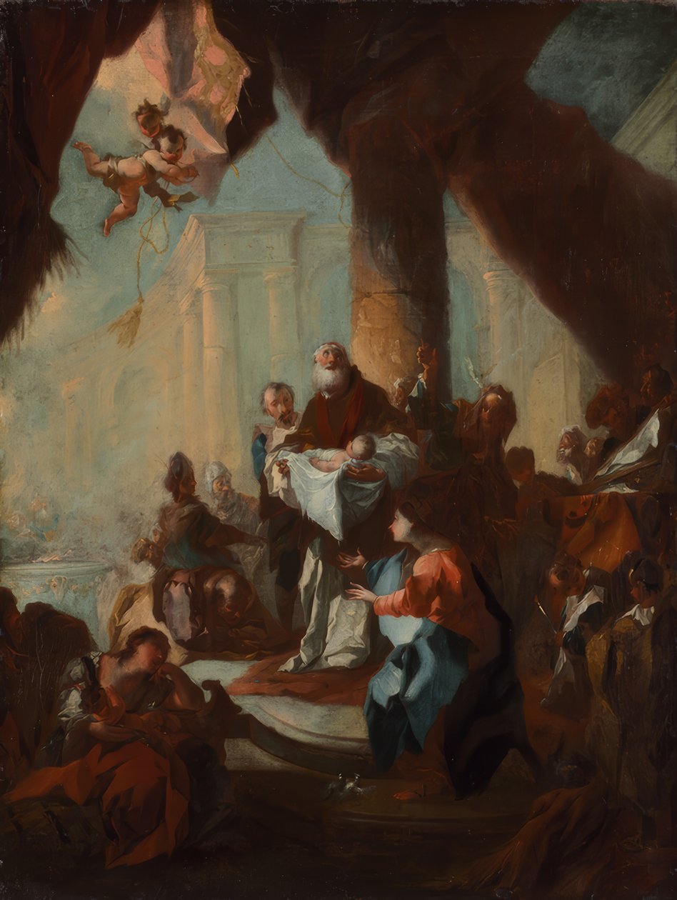 Studie k "Obětování Krista v chrámu" (pro sv. Ulricha, Vídeň) od Franz Anton Maulbertsch