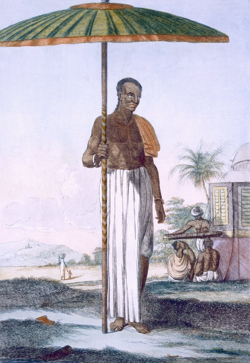 Porter of the Ouriah kasty, od ‚Hinduisté aneb popis jejich mravů, zvyků a obřadů‘, hospoda. 1808-12 (barevný lept) od Franz Balthazar Solvyns