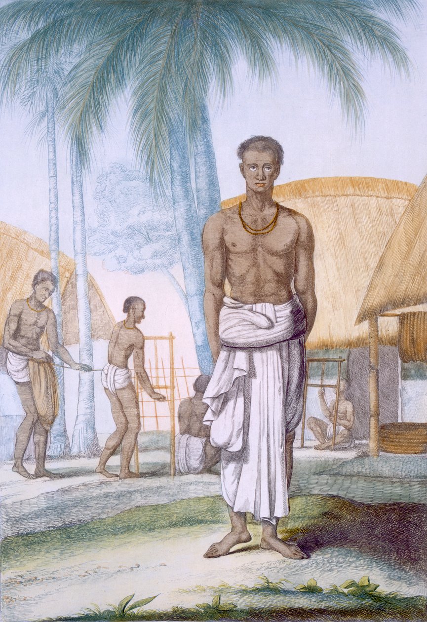 Výrobce provazů, z knihy "Hinduisté aneb popis jejich mravů, krojů a obřadů", asi 1808-12 (kolorovaný lept) od Franz Balthazar Solvyns