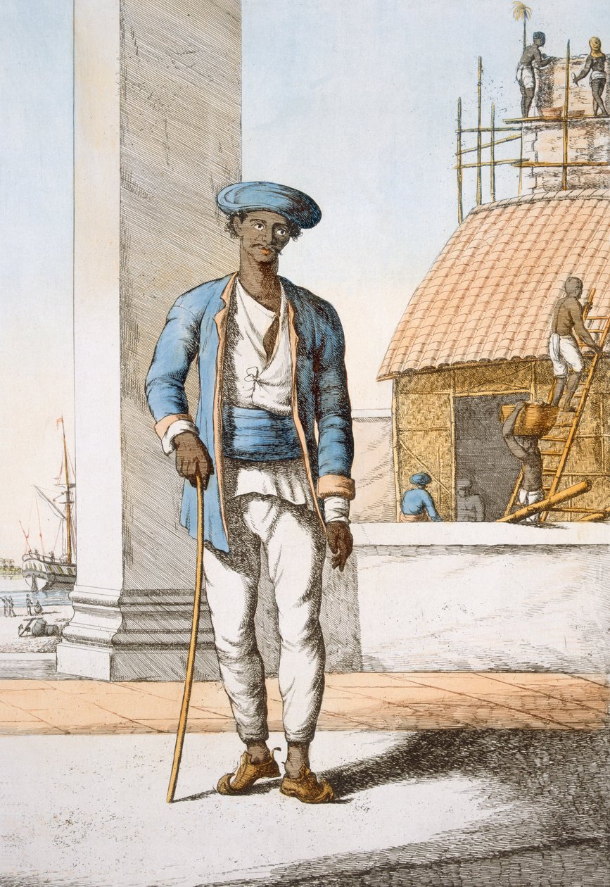 Námořník, z knihy "Hinduisté aneb popis jejich mravů, krojů a obřadů", asi 1808-12 (kolorovaný lept) od Franz Balthazar Solvyns