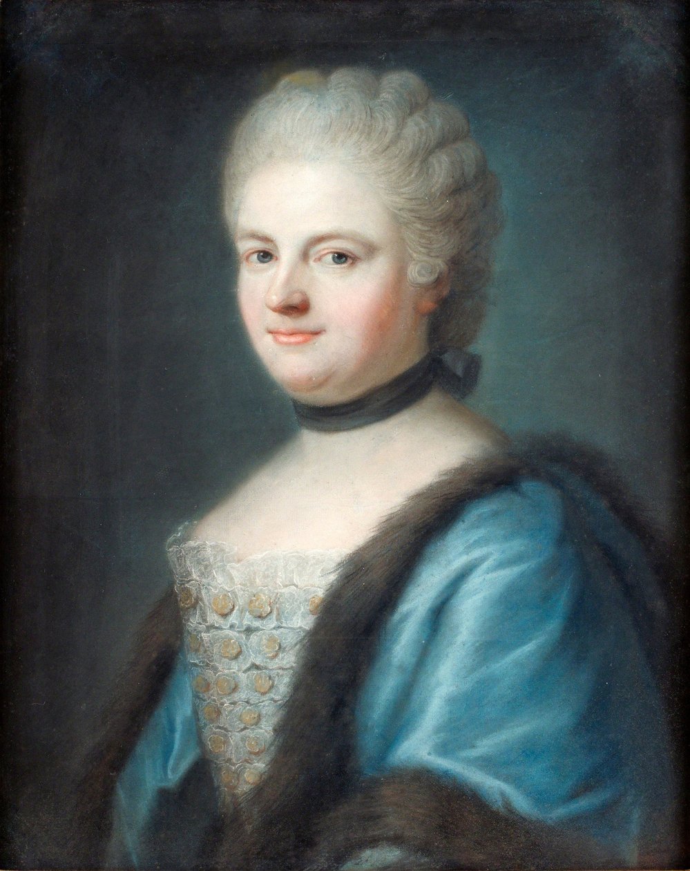 Portrét Marie Leszczynské, královny Francie (1703-1768), Pastel na Bristolské tabuli od F.B. Frey - Soukromá sbírka od Franz Bernhard Frey