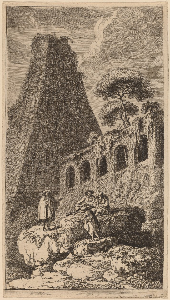 Pyramida v Sesto poblíž bran St. Pauli v Římě od Franz Edmund Weirotter