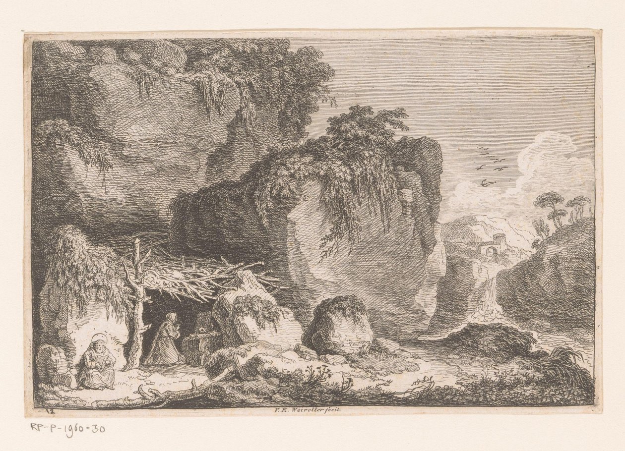 Pronajmu dva v červeném landschapu Druhá série regionů a fragmentů starých budov (název série) od Franz Edmund Weirotter