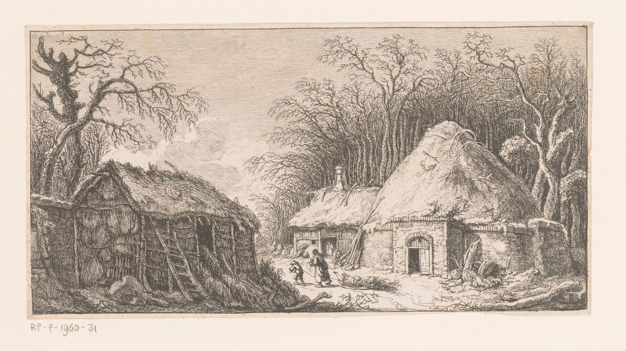 Žena a dítě táhnou hromadu větví Suite de paysages (název série) od Franz Edmund Weirotter