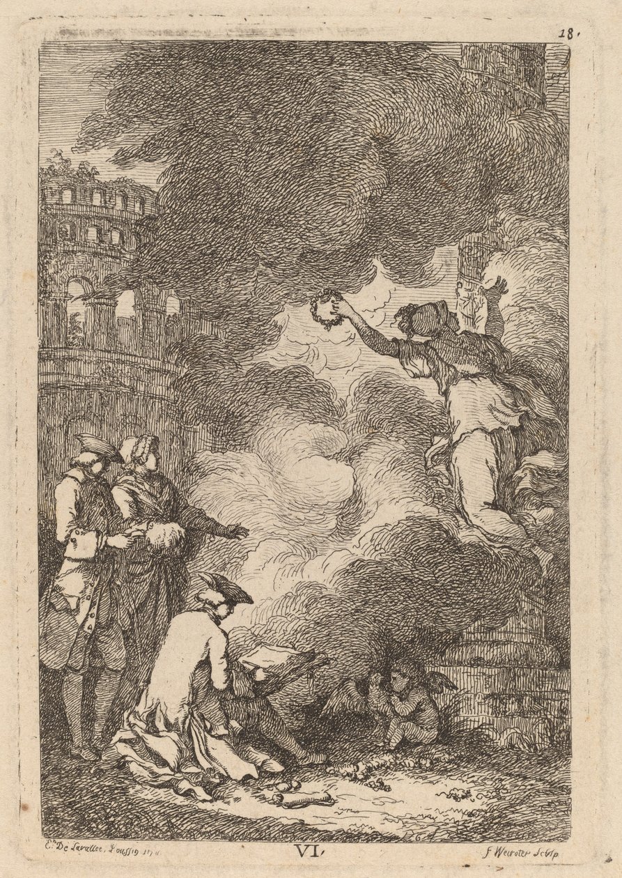 V Příchodu do Říma: pl. 6 od Franz Edmund Weirotter after Étienne de Lavallée Poussin